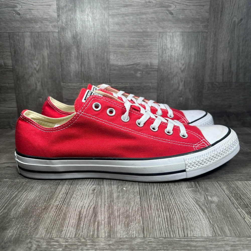 Converse Chuck Taylor All Star Mens 12 Red Canvas Low Top Sneakers
